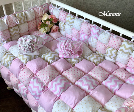 Комплект в кроватку "Розовая волна" фото